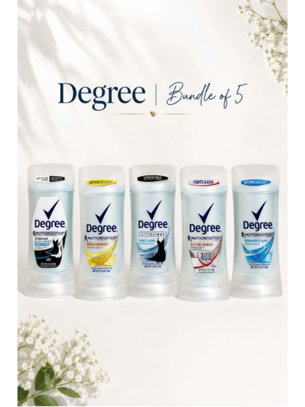 Degree Solid Deodorant Bundle of 5 | 2.6 oz